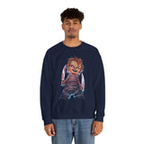 Chucky Horror Unisex Heavy Blend Crewneck Sweatshirt Killer Doll Graphic Pullover Spooky Halloween Streetwear Horror Movie Art Design Cozy Creepy Fashion For Festivals And Scary Season