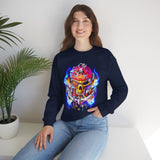 Flaming Pirate Skull Unisex Heavy Blend Crewneck Sweatshirt Fiery Gothic Nautical Streetwear Pullover Skull And Anchor Design For Bikers Artists Gamers And Rebel Souls