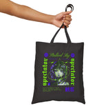 Stalked By Spectator Cyberpunk Anime Glitch Cotton Canvas Tote Bag Japanese Streetwear Futuristic Shopper