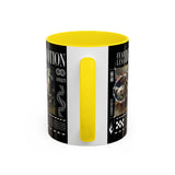 Fearless Devotion Accent Coffee Mug 11oz 15oz Black Ceramic Cup with Warrior on Horse Artwork for Courage Loyalty and Strength Lovers