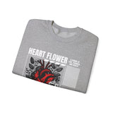 Heart Flower Graphic Unisex Heavy Blend Crewneck Sweatshirt Comfortable Streetwear Pullover Bold Red and Black Floral Heart Design Symbol of Love Strength and Vitality Perfect Gift for Friends Birthdays Cozy Days and Everyday Wear