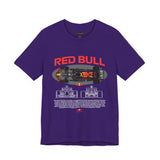 Formula One Style Open Wheel Racing Car Overhead Graphic Unisex Tee Motorsport Performance Streetwear Inspired By Red Bull Racing Colors High Speed Track Culture Design For Racing Fans
