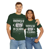 Money Up In Flames Unisex Heavy Cotton Tee Graphic T Shirt Black Streetwear Bold Money Graphic Fire Design Hustler Entrepreneur Alpha Mindset Wealth Fashion