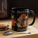 Blooms Person Accent Coffee Mug 11oz 15oz Abstract Floral Head Artistic Colorful Modern Creative Design Black White Ceramic Tea Cup Streetwear Inspired Artistic Fashion Drinkware