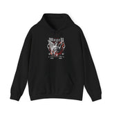 Money Bright Unisex Heavy Blend Hooded Sweatshirt Angel Statue Graphic Gothic Streetwear Red Neon Aesthetic Artistic Fashion Hoodie