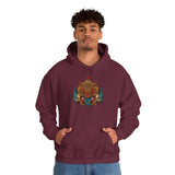 Balinese Barong Mask Unisex Hoodie Heavy Blend Pullover Sweatshirt Tribal Cultural Warrior Spirit Inspired Mythical Festival Graphic Streetwear