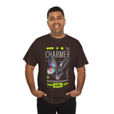 The Charmer Unisex Heavy Cotton Tee Futuristic Butterfly Graphic Streetwear Neon Cyber Aesthetic Artistic Fashion Statement T Shirt