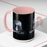 Space Galaxy Accent Coffee Mug 11oz 15oz Astronaut Spacecraft Earth Black Two Tone Ceramic Cup Gift for Space Lovers