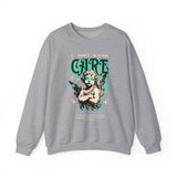 I Don’t Care True Freedom Angel Unisex Heavy Blend Crewneck Sweatshirt Gothic Cherub Graphic Bold Motivational Streetwear Statement Pullover