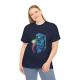 Galactic Dream Astronaut Neon Art Unisex Heavy Cotton Tee Bold Cosmic Streetwear Graphic T Shirt Vibrant Space Design Comfortable Classic Fit Everyday Wear Perfect Gift for Sci Fi Lovers and Creative Minds