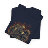 Burning Jester Skull Unisex Heavy Cotton Tee Gothic Flame Joker Skeleton Streetwear T Shirt Bold Dark Fantasy Design Perfect For Rebels Gamers Metal Lovers And Artists