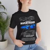 Aventador Blue Hypercar Blueprint Unisex Heavy Cotton Tee High Performance Streetwear Design for Car Enthusiasts Racers and Speed Lovers
