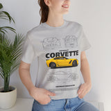 Yellow High Performance Sports Coupe Blueprint Art Unisex Heavy Cotton Tee Premium Streetwear For Car Enthusiasts Gearheads And Collectors