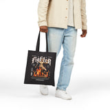 Fighter Resilience Victorious Flame Statue Graphic Cotton Canvas Tote Bag Unisex Motivational Durable Reusable Streetwear