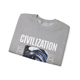 Civilization Eye Of Memory Graphic Unisex Heavy Blend Crewneck Sweatshirt Futuristic Visionary Streetwear Abstract Blue Eye Pullover