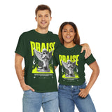 Praise Angel Statue Graphic Unisex Heavy Cotton Tee Spiritual Gothic Streetwear T-Shirt