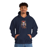 Rasta Lion Unisex Heavy Blend Hooded Sweatshirt Reggae Inspired Bold Lion Headphones Design Vibrant Jamaican Streetwear Hoodie Symbol of Strength Rhythm and Freedom