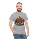 Kala Bhairav Mask Graphic T Shirt Mythical Cultural Warrior Spirit Inspired Tee Tribal Festival Art Streetwear Heavy Cotton Top