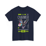 The Charmer Unisex Heavy Cotton Tee Futuristic Butterfly Graphic Streetwear Neon Cyber Aesthetic Artistic Fashion Statement T Shirt