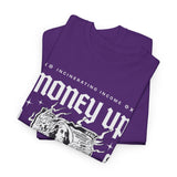 Money Up In Flames Unisex Heavy Cotton Tee Graphic T Shirt Black Streetwear Bold Money Graphic Fire Design Hustler Entrepreneur Alpha Mindset Wealth Fashion