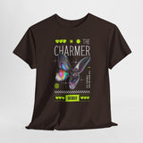 The Charmer Unisex Heavy Cotton Tee Futuristic Butterfly Graphic Streetwear Neon Cyber Aesthetic Artistic Fashion Statement T Shirt