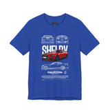 Shelby Red High Performance Muscle Coupe Blueprint Unisex Heavy Cotton Tee Retro Car Art Streetwear Gift for Gearheads Daily Wear Car Lovers Apparel