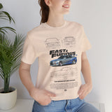 Silver Blue Street Racing Artwork Unisex Heavy Cotton Tee High Performance Inspired Graphic Shirt For Car Lovers And Urban Streetwear Fans