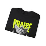 Praise Angel Statue Graphic Unisex Heavy Blend Crewneck Sweatshirt Gothic Spiritual Streetwear Pullover