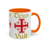 Deus Vult Accent Coffee Mug 11oz 15oz Red Cross Knight Crusader Ceramic Cup Bold Medieval Design Christian Symbol Faith Inspired Coffee Tea Gift Drinkware