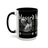 Blessed Angel Statue Graphic Accent Coffee Mug 11oz 15oz Gothic Streetwear Aesthetic Spiritual Artistic Ceramic Drinkware