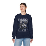 Universe Is Wide Unisex Heavy Blend Crewneck Sweatshirt Cosmic Galaxy Butterfly Space Aesthetic Graphic Pullover