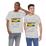 Yellow High Performance Sports Coupe Blueprint Art Unisex Heavy Cotton Tee Premium Streetwear For Car Enthusiasts Gearheads And Collectors