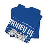 Money Up In Flames Unisex Heavy Cotton Tee Graphic T Shirt Black Streetwear Bold Money Graphic Fire Design Hustler Entrepreneur Alpha Mindset Wealth Fashion