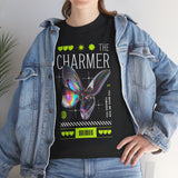 The Charmer Unisex Heavy Cotton Tee Futuristic Butterfly Graphic Streetwear Neon Cyber Aesthetic Artistic Fashion Statement T Shirt