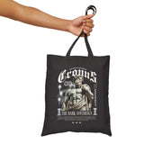 Cronus The Dark Sovereign Cotton Canvas Tote Bag Eco Friendly Greek Mythology Statue Graphic Gothic Streetwear Bold Artistic Shopper