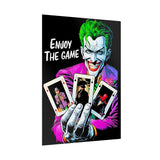 Joker Enjoy The Game Glossy Poster Bold Gothic Wall Art Dark Psychological Design Fiery Street Aesthetic Print for Risk Takers and Art Collectors
