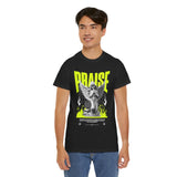 Praise Angel Statue Graphic Unisex Heavy Cotton Tee Spiritual Gothic Streetwear T-Shirt