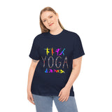 Yoga Graphic Unisex T Shirt Colorful Pose Typography Tee Spiritual Mindfulness Meditation Fitness Lifestyle Heavy Cotton Top for Men and Women