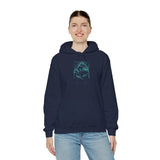 Prehistoric Thunder Heavy Blend™ Unisex Hoodie Neon Raptor Storm Glow Design Bold Electric Blue Streetwear For Adventurers Dreamers And Retro Lovers