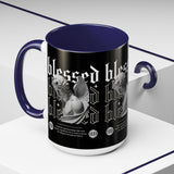 Blessed Angel Statue Graphic Accent Coffee Mug 11oz 15oz Gothic Streetwear Aesthetic Spiritual Artistic Ceramic Drinkware