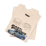 Silver Blue Street Racing Artwork Unisex Heavy Cotton Tee High Performance Inspired Graphic Shirt For Car Lovers And Urban Streetwear Fans