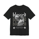Blessed Angel Statue Graphic Unisex Jersey Short Sleeve Tee Gothic Streetwear Aesthetic Spiritual Bold Artistic Fashion T Shirt