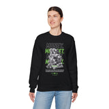 Money Mindset Unisex Heavy Blend Crewneck Sweatshirt Graphic Pullover Black Hustle Grind Wealth Entrepreneur Motivational Streetwear Bold Artistic Fashion Outfit