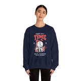 Waste Your Time Unisex Heavy Blend Crewneck Sweatshirt Graphic Pullover Black Motivational Hustle Money Clock Streetwear Bold Entrepreneur Mindset Fashion Outfit