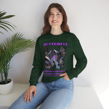 Butterfly Holographic Unisex Heavy Blend Crewneck Sweatshirt Graphic Pullover Black Streetwear Where Elegance Takes Flight Trendy Aesthetic Fashion Outfit