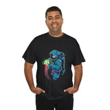 Galactic Dream Astronaut Neon Art Unisex Heavy Cotton Tee Bold Cosmic Streetwear Graphic T Shirt Vibrant Space Design Comfortable Classic Fit Everyday Wear Perfect Gift for Sci Fi Lovers and Creative Minds