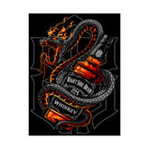 Inferno Spirit Fiery Dragon Whiskey Bottle Matte Vertical Poster Bold Bar Wall Art Gothic Biker Decor Streetwear Aesthetic Tattoo Flame Design Symbol of Rebellion Passion and Energy