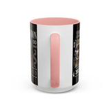 Fearless Devotion Accent Coffee Mug 11oz 15oz Black Ceramic Cup with Warrior on Horse Artwork for Courage Loyalty and Strength Lovers