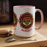 Kathakali Accent Coffee Mug 11oz 15oz Kerala India Classical Dance Art Face Ceramic Cup Cultural Heritage South Indian Folk Design Traditional Festival Gift