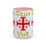 Deus Vult Accent Coffee Mug 11oz 15oz Red Cross Knight Crusader Ceramic Cup Bold Medieval Design Christian Symbol Faith Inspired Coffee Tea Gift Drinkware
